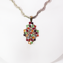 Pendant 45cm - Priscilla Rhombus S-Khaki Braid - Pendant 45cm - Laiton bronze